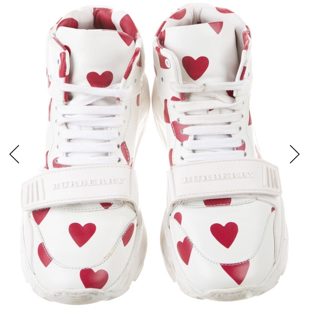 Burberry White and Red Heart Sneakers - Picture 3 of 5